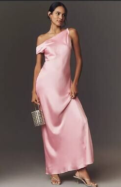 Anthropologie BHLDN Sienna Off-The-Shoulder High-Shine Satin Maxi Dress Formal